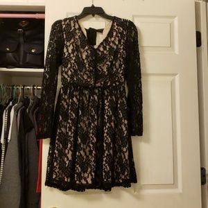 Black and tan lace dress